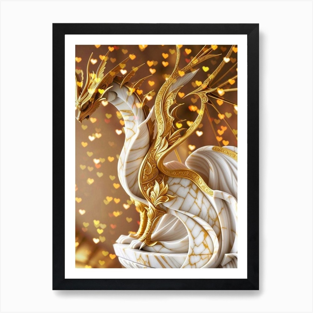 Golden Dragon 3 Framed Art Print Canvas Wall Decor Picture