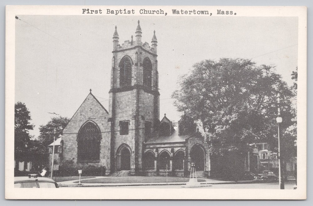 Watertown, Mass. First Baptist Church Vintage Postcard Fairbanks Card Co.
