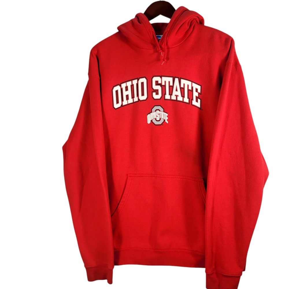 Ohio State Hoodie Mens L Red Hooded Sweatshirt OSU NCAA Buckeye Football
