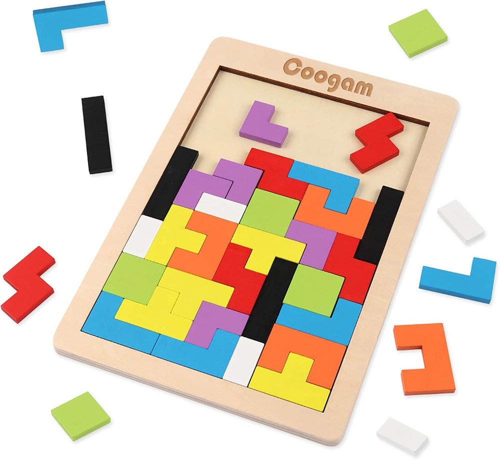 Coogam Wooden Blocks Puzzle Brain Teasers Toy Tangram Jigsaw Intelligence...