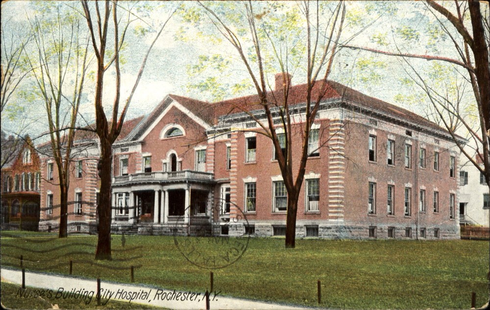 City Hospital Nurse's Building Rochester New York ~ mailed 1908 vintage postcard