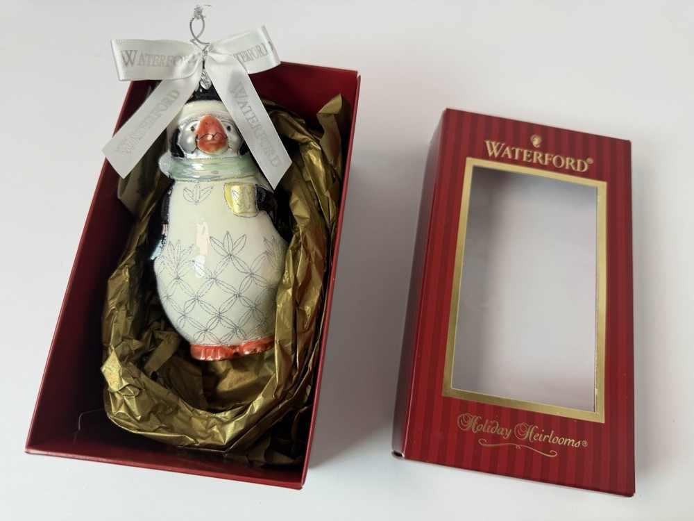 Waterford Kilkenny Penguin Boy Ornament Blown Glass Christmas Holiday