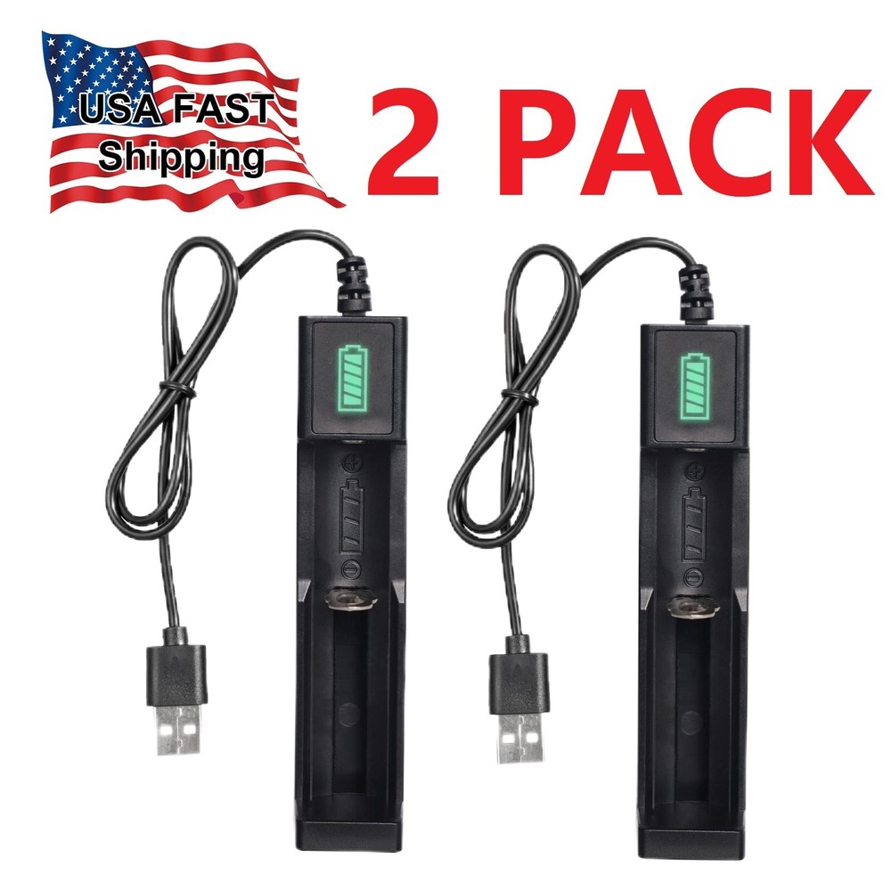 Cargador de batería universal USB de 1 ranura de 2 piezas para batería de litio 16340/14500/26650