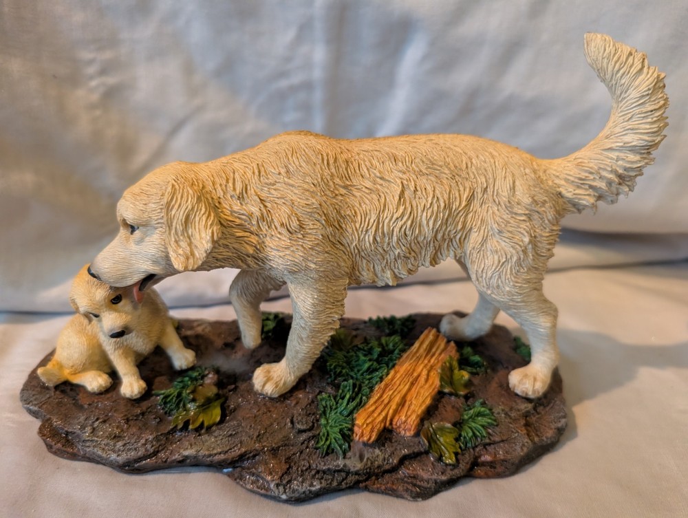 Yellow Labrador Mom and Puppy resin statue