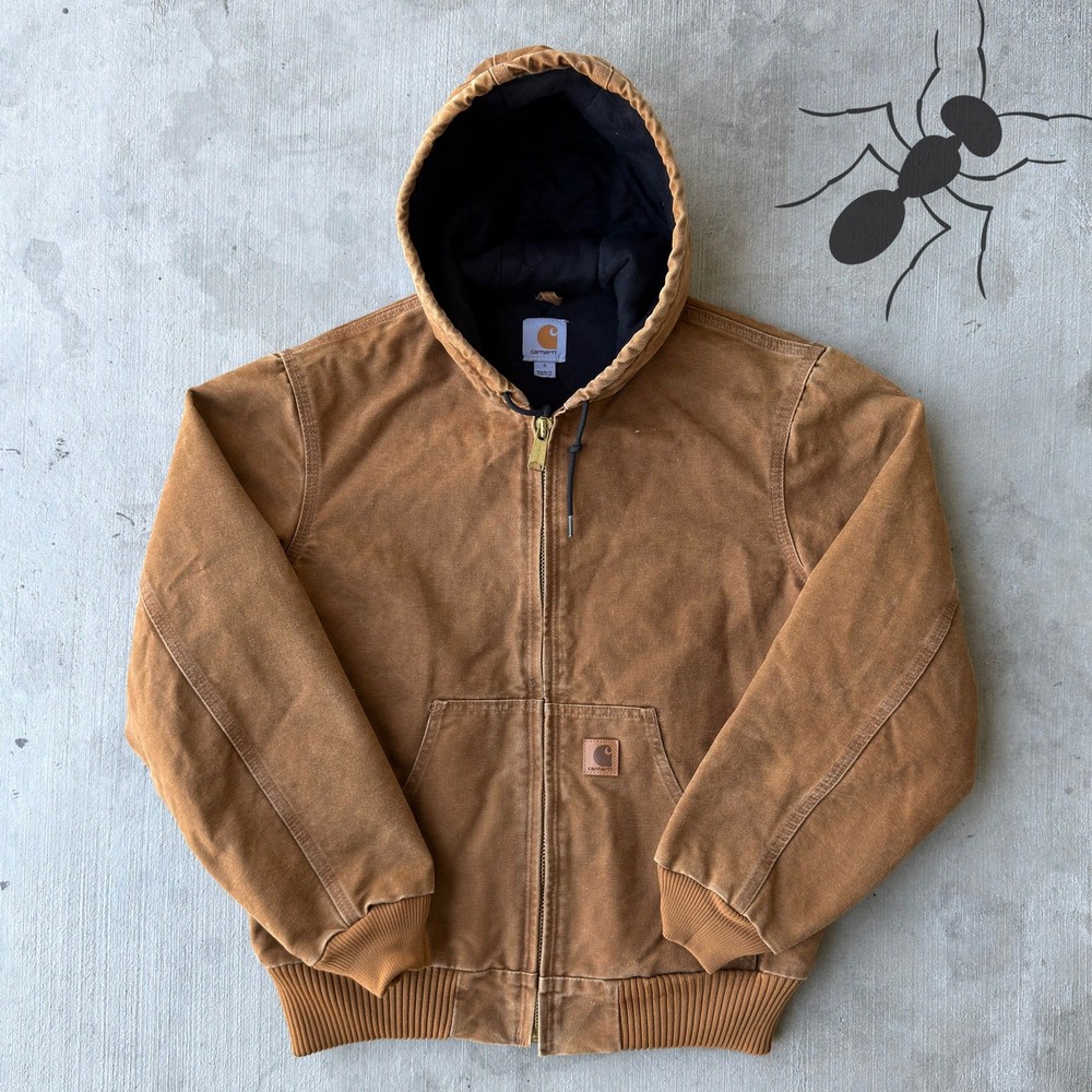 Vintage Y2K Carhartt J130 brown hooded work wear jacket