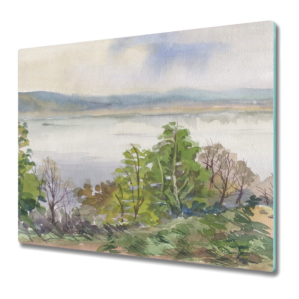 Glass Chopping Board Utensil Board Spring Landscape Watercolour Art 60x52