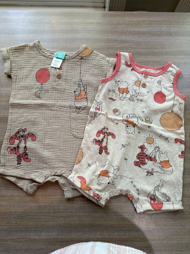 Disney Baby Winnie The Pooh Set Of 2 Rompers 18 Mo. Summer EUC, Tigger