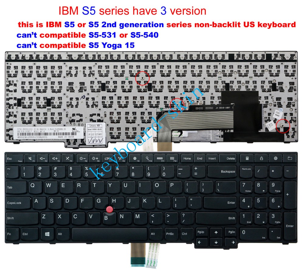 New for lenovo IBM Thinkpad S5,S5 2nd generation series keyboard US non-backlit