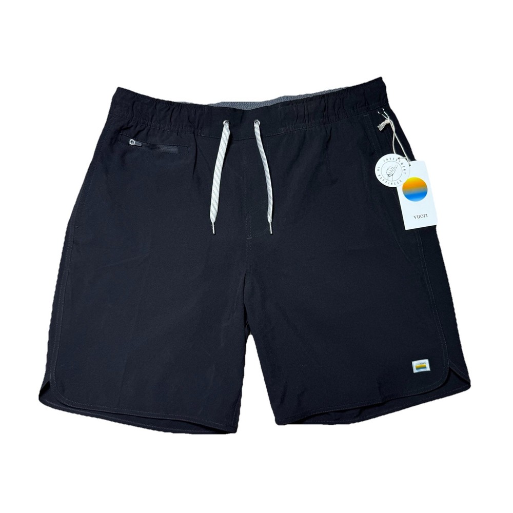 NWT Vuori Mens Banks Short 7.5” Size Large V381 Black Linen Texture Swim Y2k L