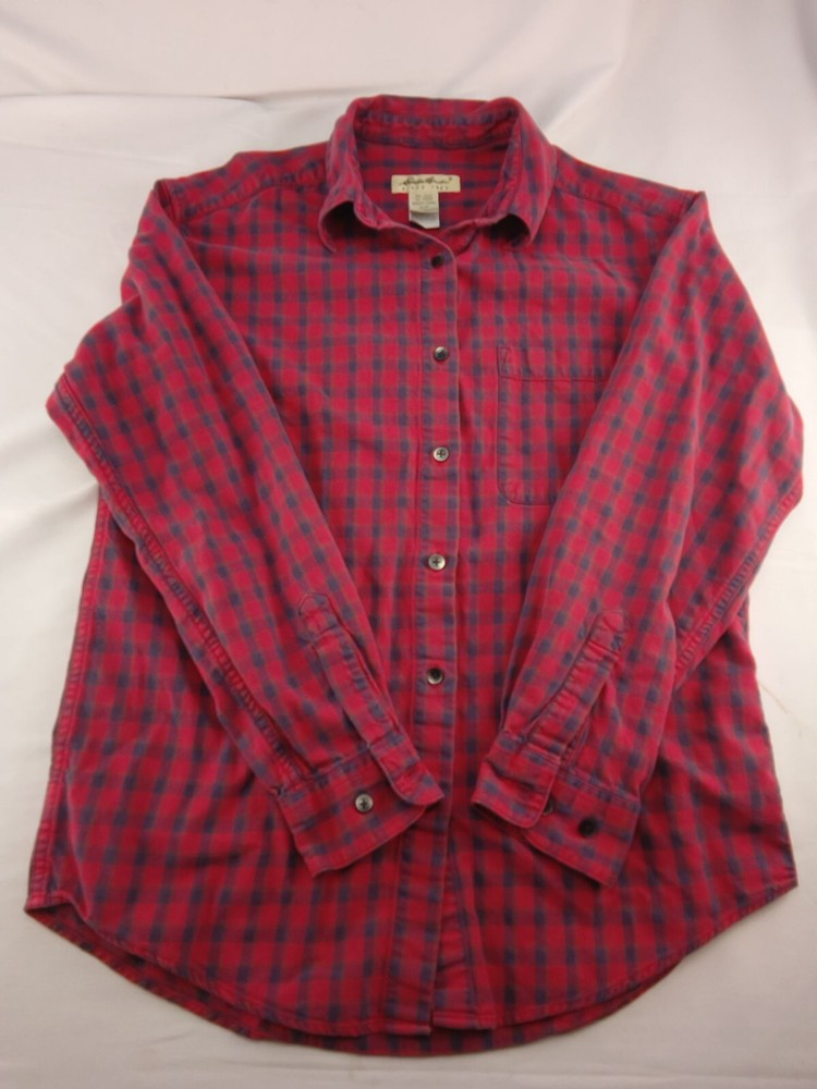 Women's Small Red Black Button Up Shirt by Eddie Bauer