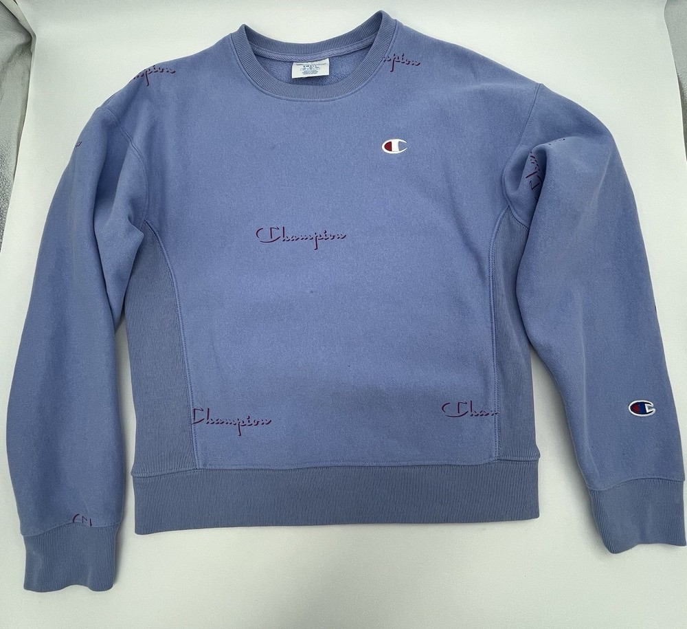 Champion Reverse Weave Women’s Size Small Blue Crew Neck Sweatshirt