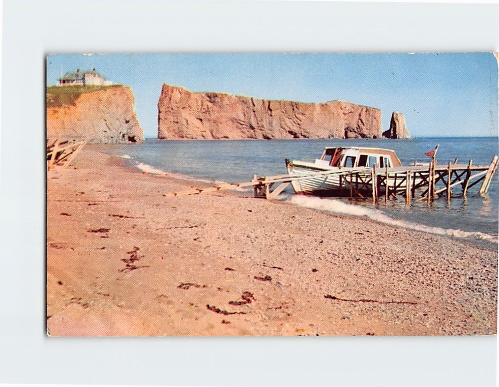 Postcard Perce Rock from South Beach Quebec Canada
