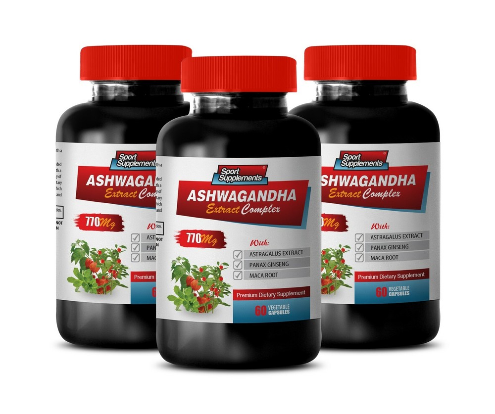 energy pills - ASHWAGANDHA ROOT COMPLEX 770mg - 3 Bottles