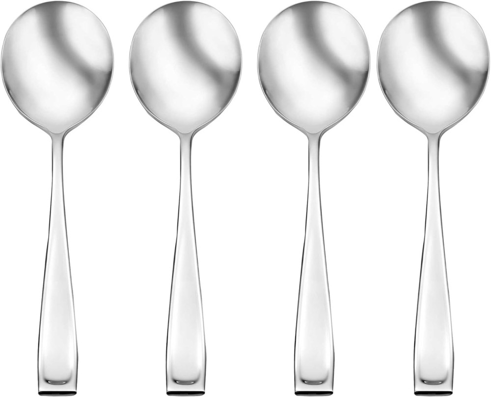 Moda Fine Flatware Soup, Set Of 4 Spoon, STAINLESS