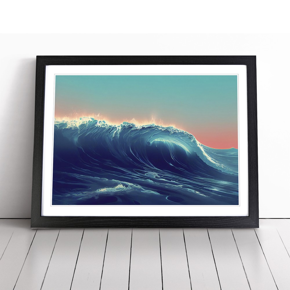 Ocean Wave Sunset Vol.4 Wall Art Print Framed Canvas Picture Poster Decor