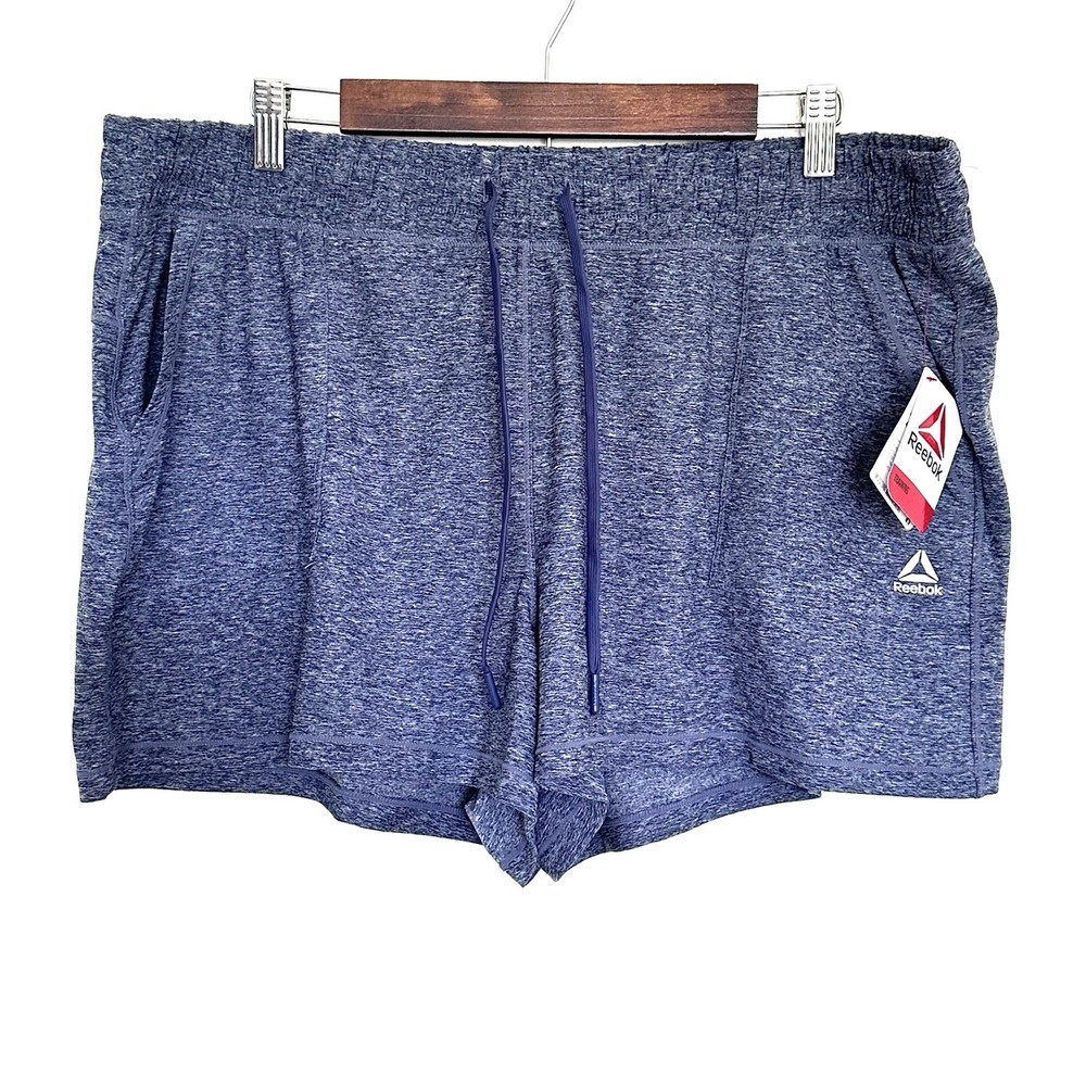 NWT Reebok Shorts Women’s 2XL Blue Heather Athletic Workout Gym Pockets