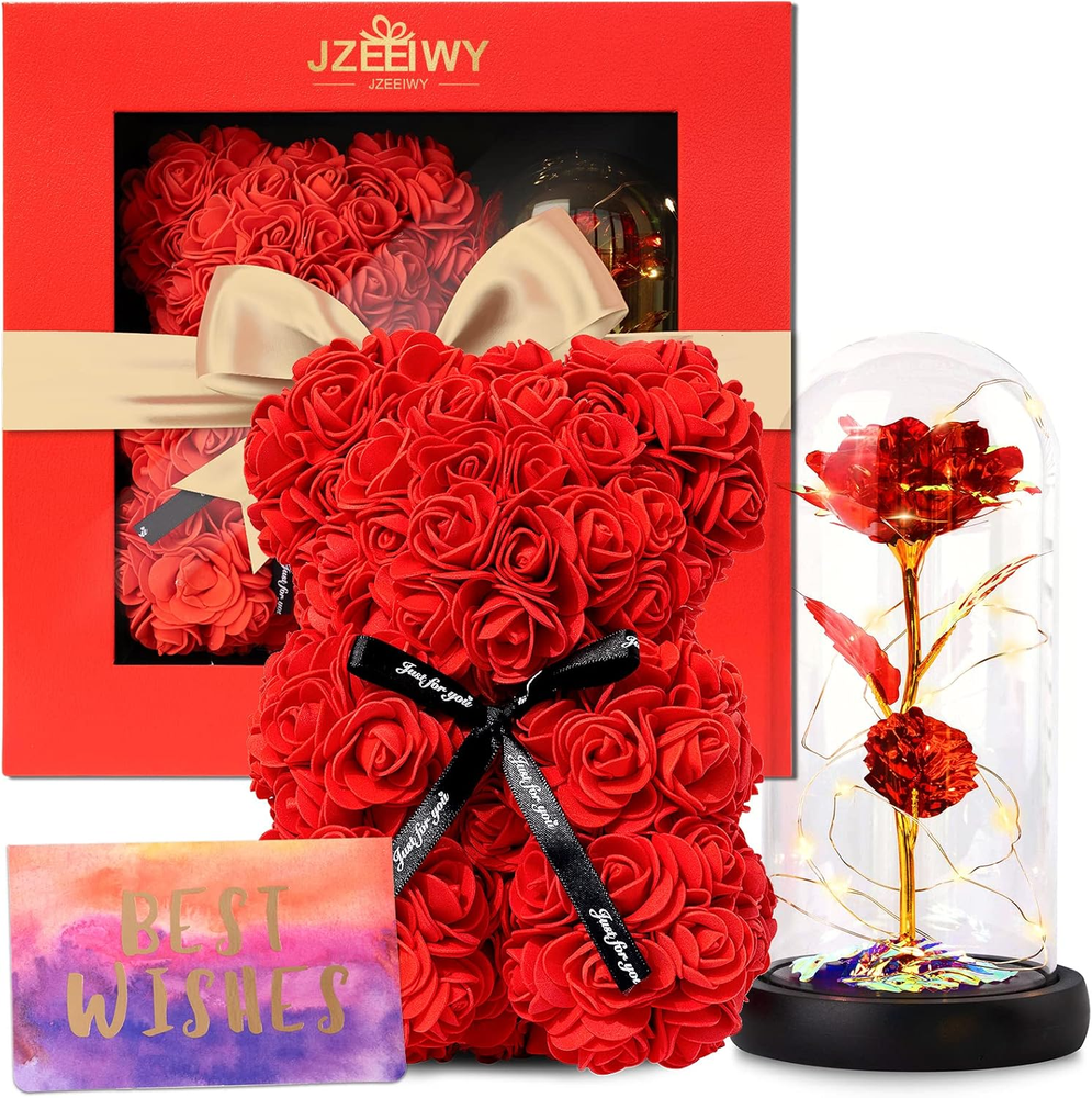 Flower Rose Bear for Mom,Perfect Birthday Romantic Gift for Wife Daughter Girlfr