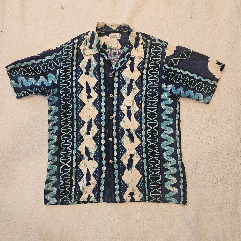 Vintage 70's Sun Babies of Hawaii Barkcloth Hawaiian Shirt Tribal Tiki Aloha