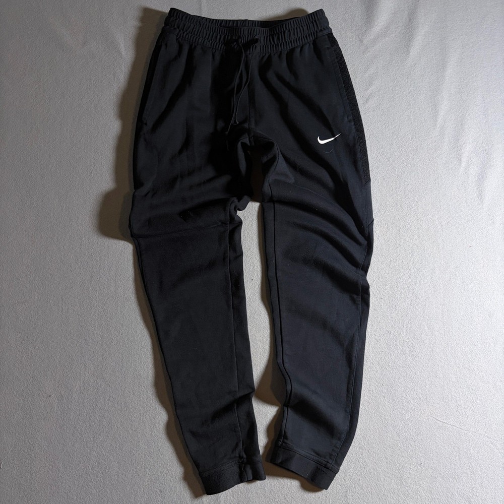 Nike Mens Dri-FIT Tapered Joggers Black Mesh Panel Training Pants Small