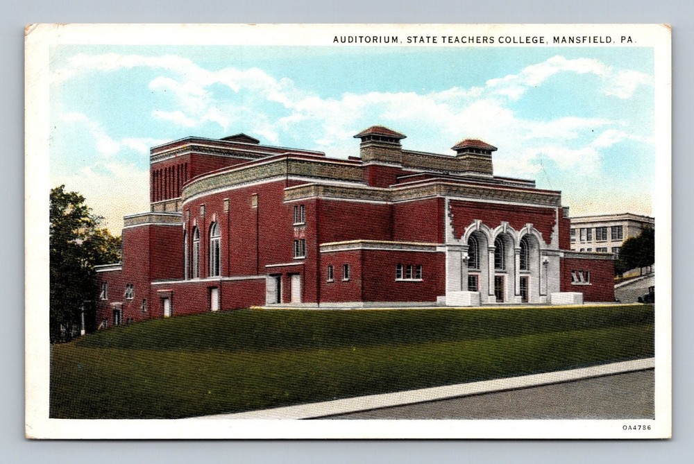 Vintage Auditorium State Teachers College Mansfield PA Linen Postcard