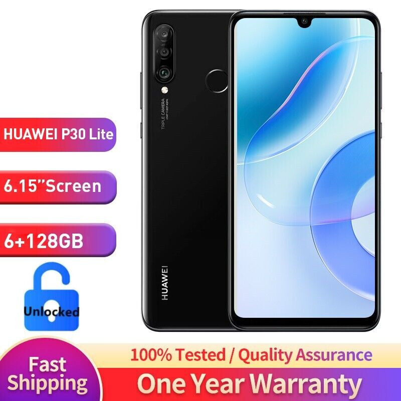 Huawei P30 Lite 128GB 6G RAM Dual SIM 6.15in Black Unlocked Android Smartphone