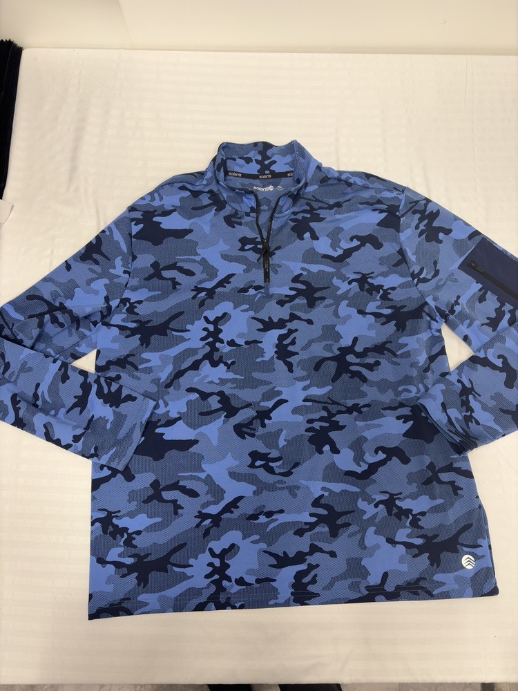 Solaris Pullover Men's Size XL Blue Camo Performance 1/4 Zip Golf Midlayer