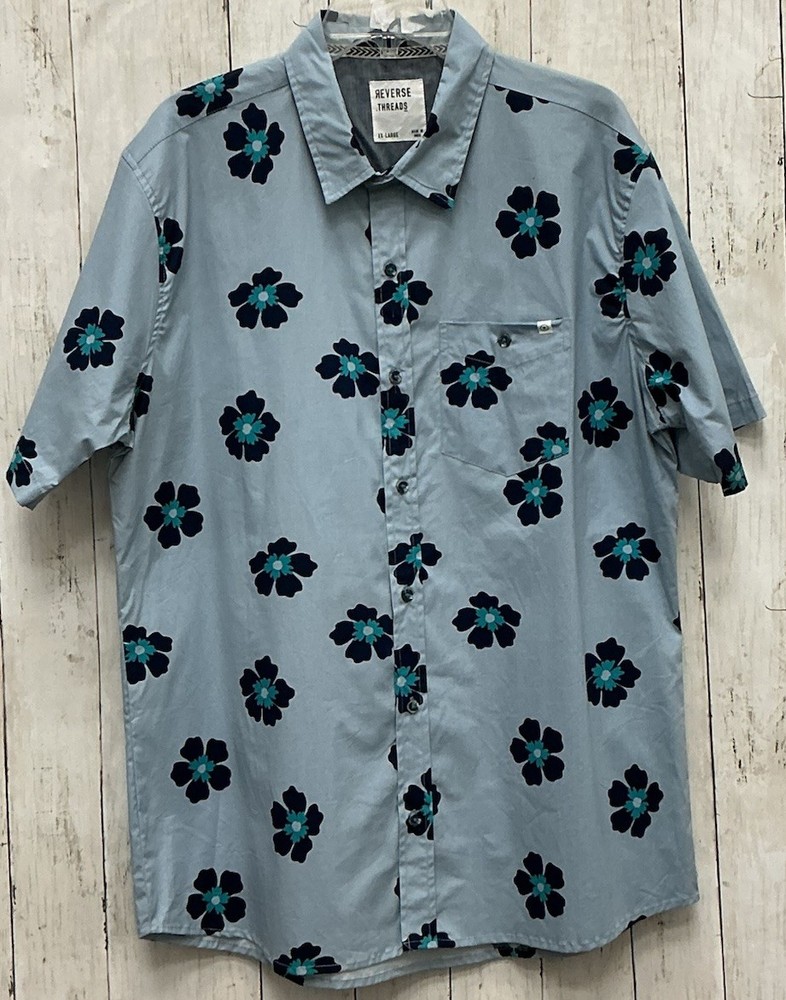 Reverse Threads Frenzy Mystic Blue Short Sleeve Shirt Size XXL 0428-233