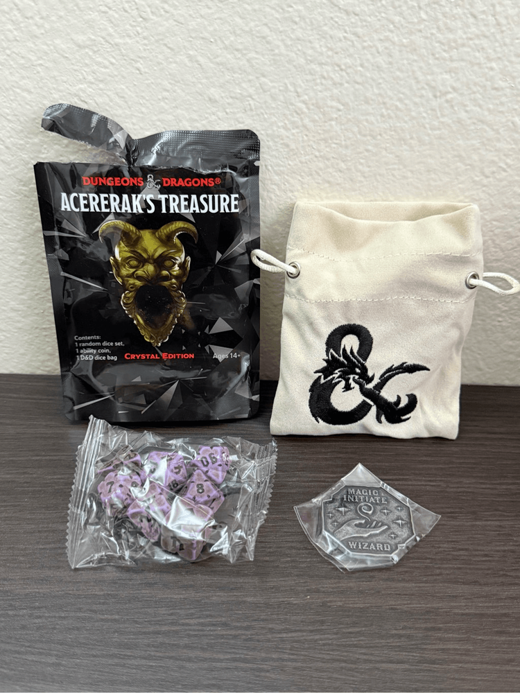 Dungeons & Dragons Acererak's Treasure Crystal Edition Dice Set + Bag + Coin-image