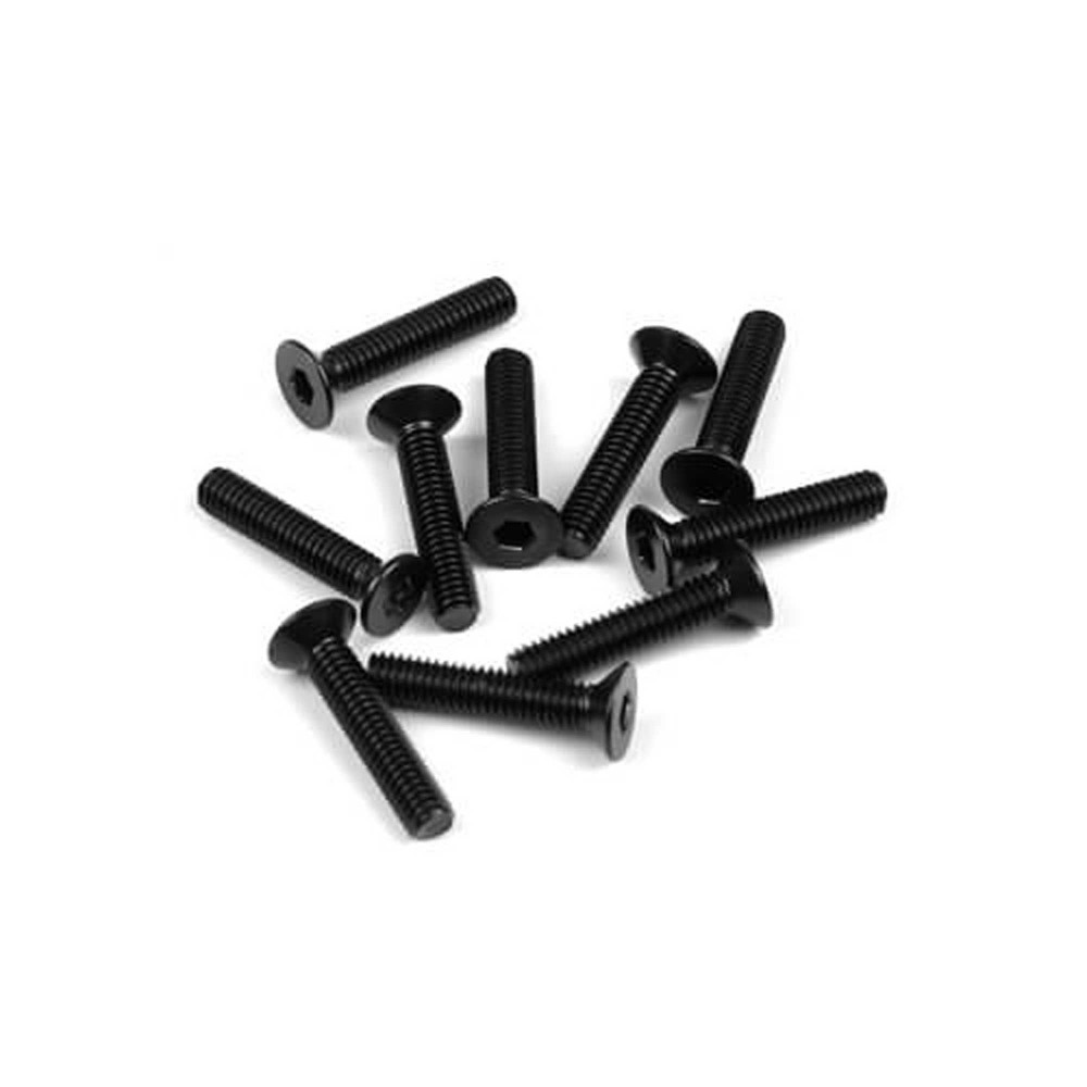 TEKNO RC LLC M4x20mm Flat Head Screws- Black 10pcs TKR1349 Electric Car/Truck