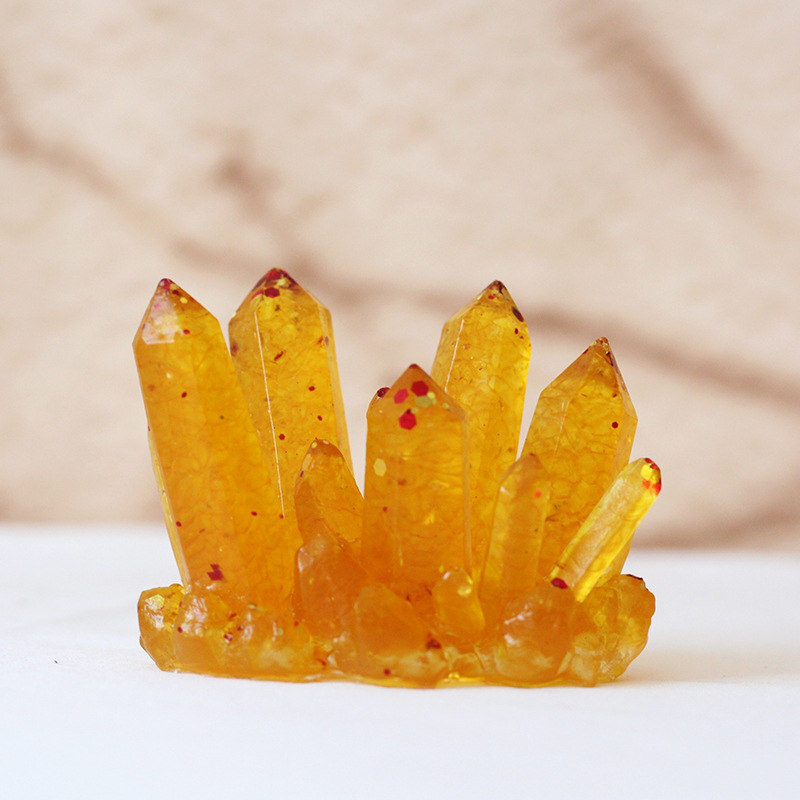 Natural Citrine Quartz Crystal Cluster with Epoxy Resin for Reiki Druzy Decor