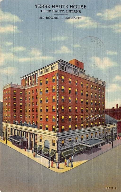 Postcard IN: Terre Haute House, Indiana, Vintage Linen Posted 1951