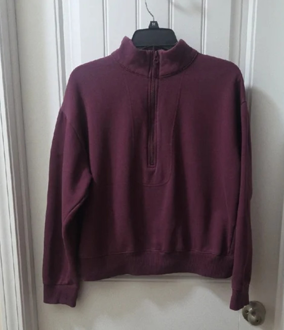 Women's a new day Burgundy Half Zip Cozy Sweatshirt, Size M