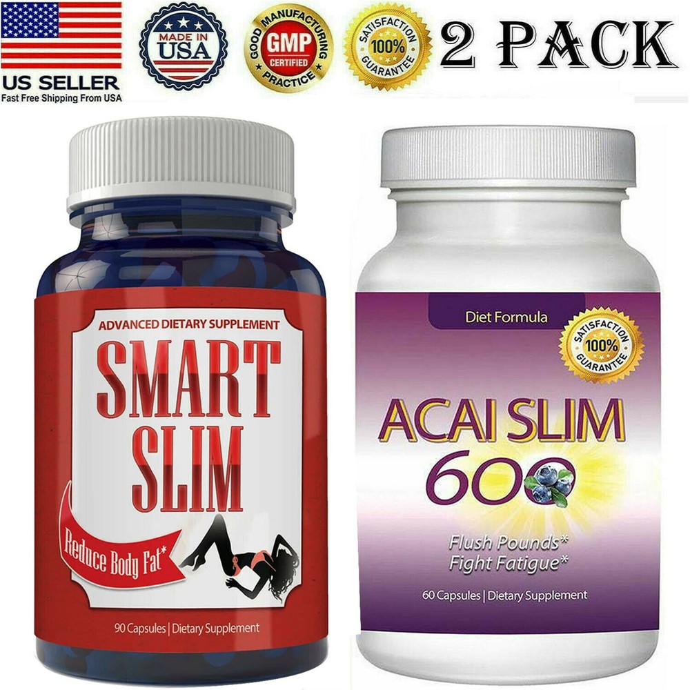 Smart Slim Fat Burner Pills Acai Berry Weight Loss Supplement Diet Capsules 2pk-image