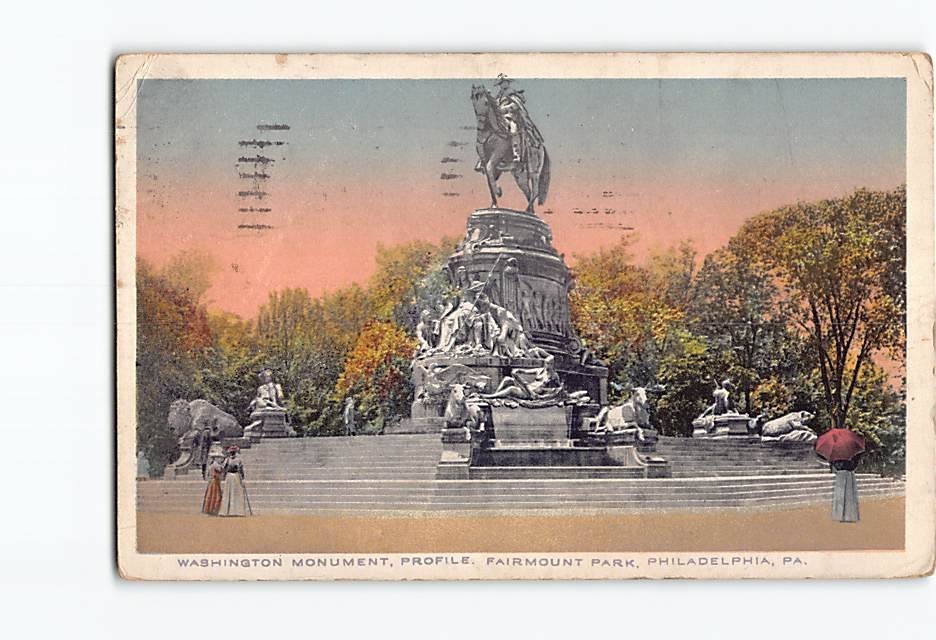 Postcard Washington Monument Profile Fairmount Park Philadelphia Pennsylvania
