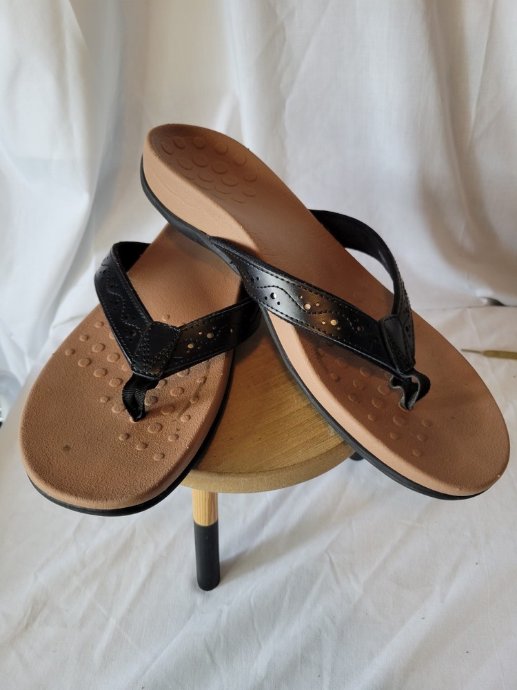 Vionic Aliza Black Orthotic Flip Flops Womens Size 11 Arch Support Sandals