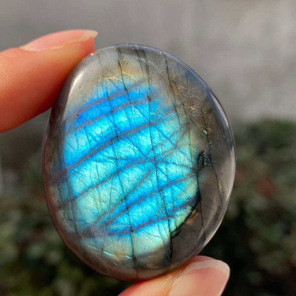 40g Natural Flashy Rainbow Labradorite Palm Crystal Quartz Healing Reiki