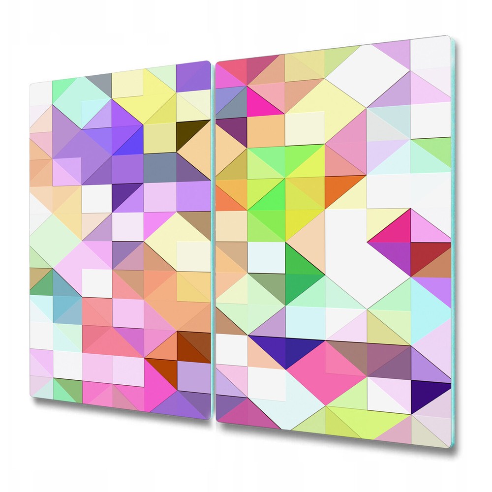 Glass Chopping Board Bright pastel mosaic Colourful green purple and yellow