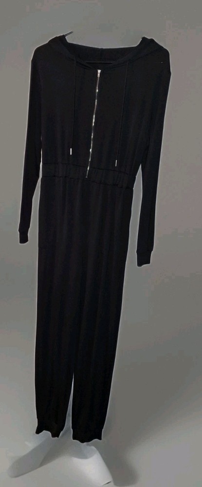 Women's Black Hooded Jumpsuit