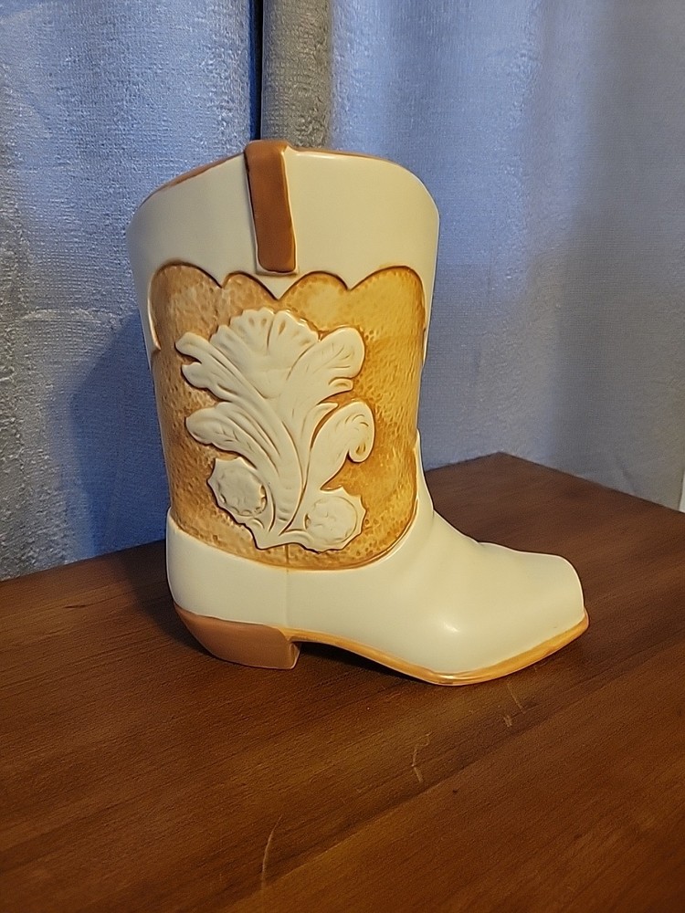 Vintage Treasure Craft Western Cowboy Boot Cookie Jar Made In USA