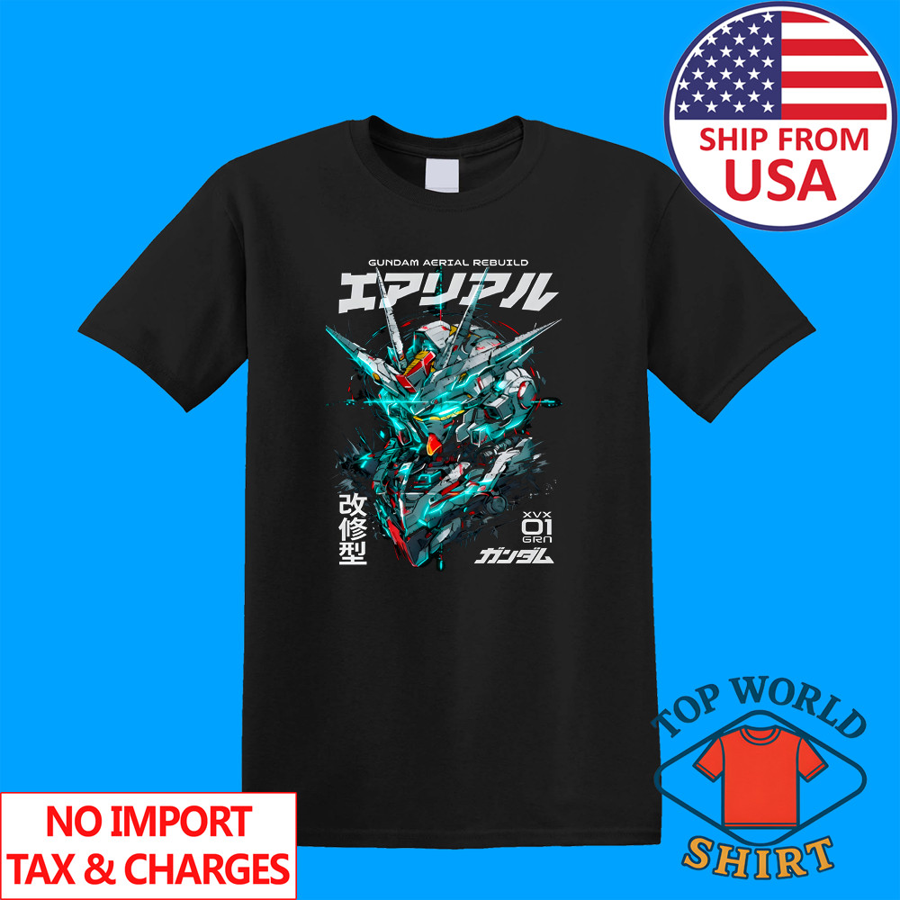 Gundam Aerial Rebuild New Men's Black Size S to 5XL
