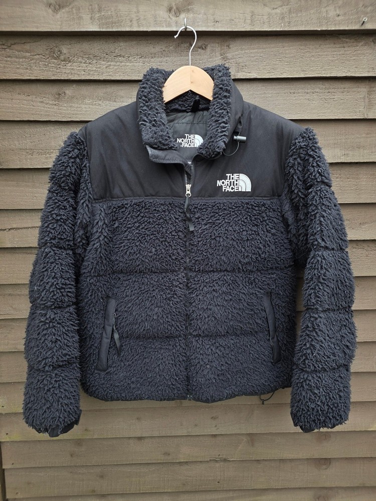 The North Face Nuptse Sherpa Down Jacket Mens Medium Black High Pile Full Zip