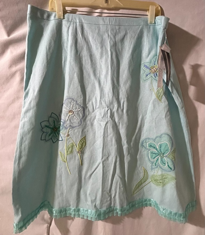 Requirements Woman NWT Linen/Rayon Embroidered Skirt Size 18W