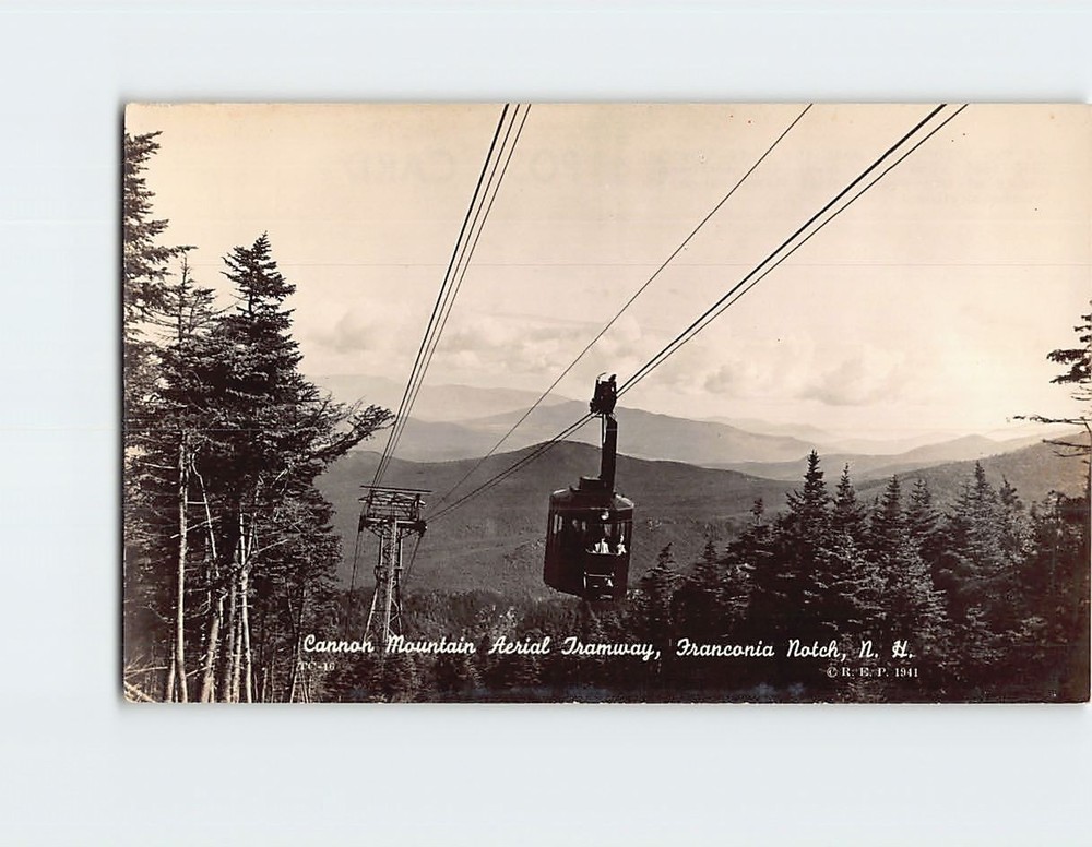 Postcard Cannon Mountain Aerial Tramway Franconia Notch New Hampshire USA
