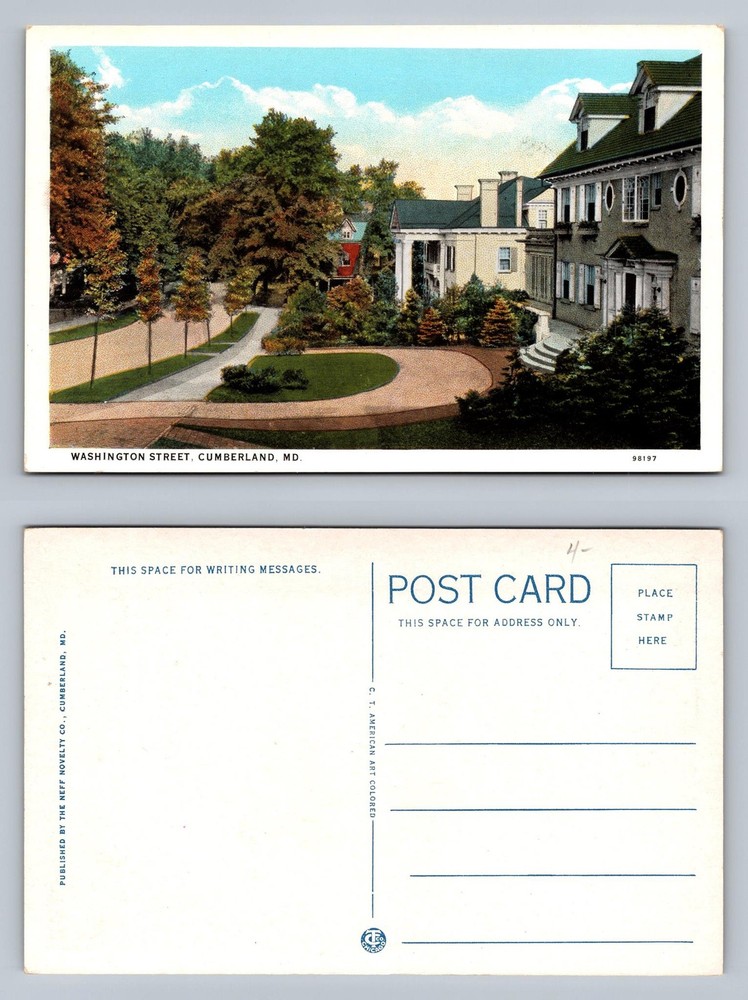 Cumberland, MD-Maryland, Washington Street Homes Post View Vintage Postcard