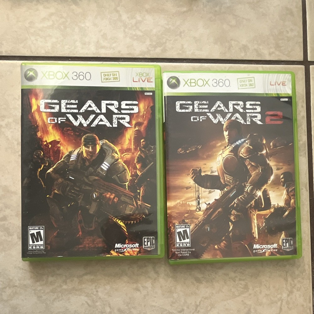 Microsoft Xbox 360 Gears Of War 1 And 2 Lot With Manuals
