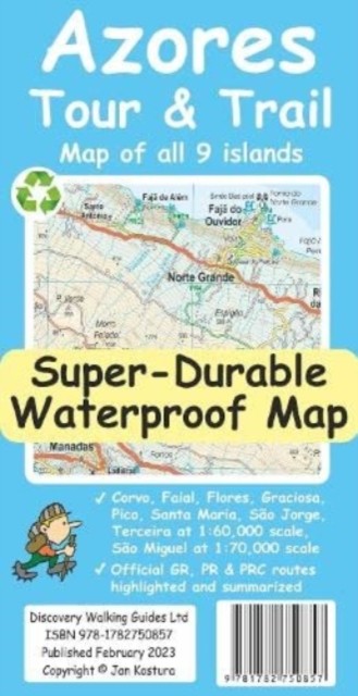 Azores Tour & Trail Super-Durable Map (2nd edition) by Jan Kostura SHEET MAP