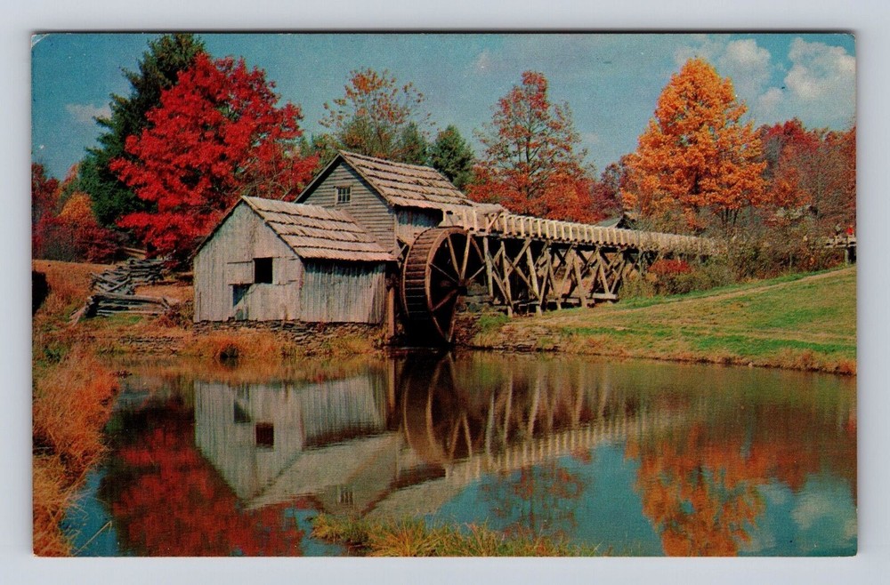 Blue Ridge Parkway VA-Virginia, Mabry Mill, Antique Vintage Souvenir Postcard