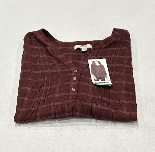 Wrangler Women's Plaid Blouse, Brown, Size XL