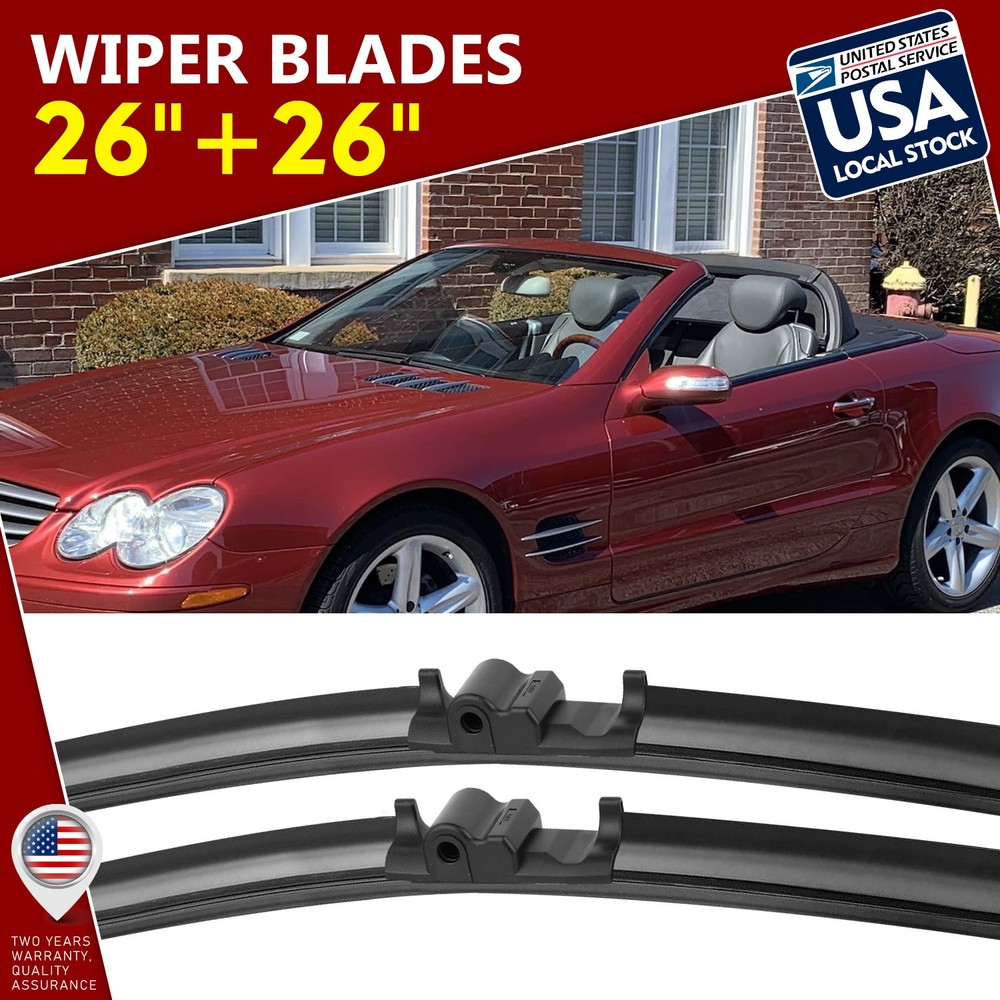 New 26''+26'' Side lock Wiper Windshield Rain Blades For 2003 - 2006 Benz SL500