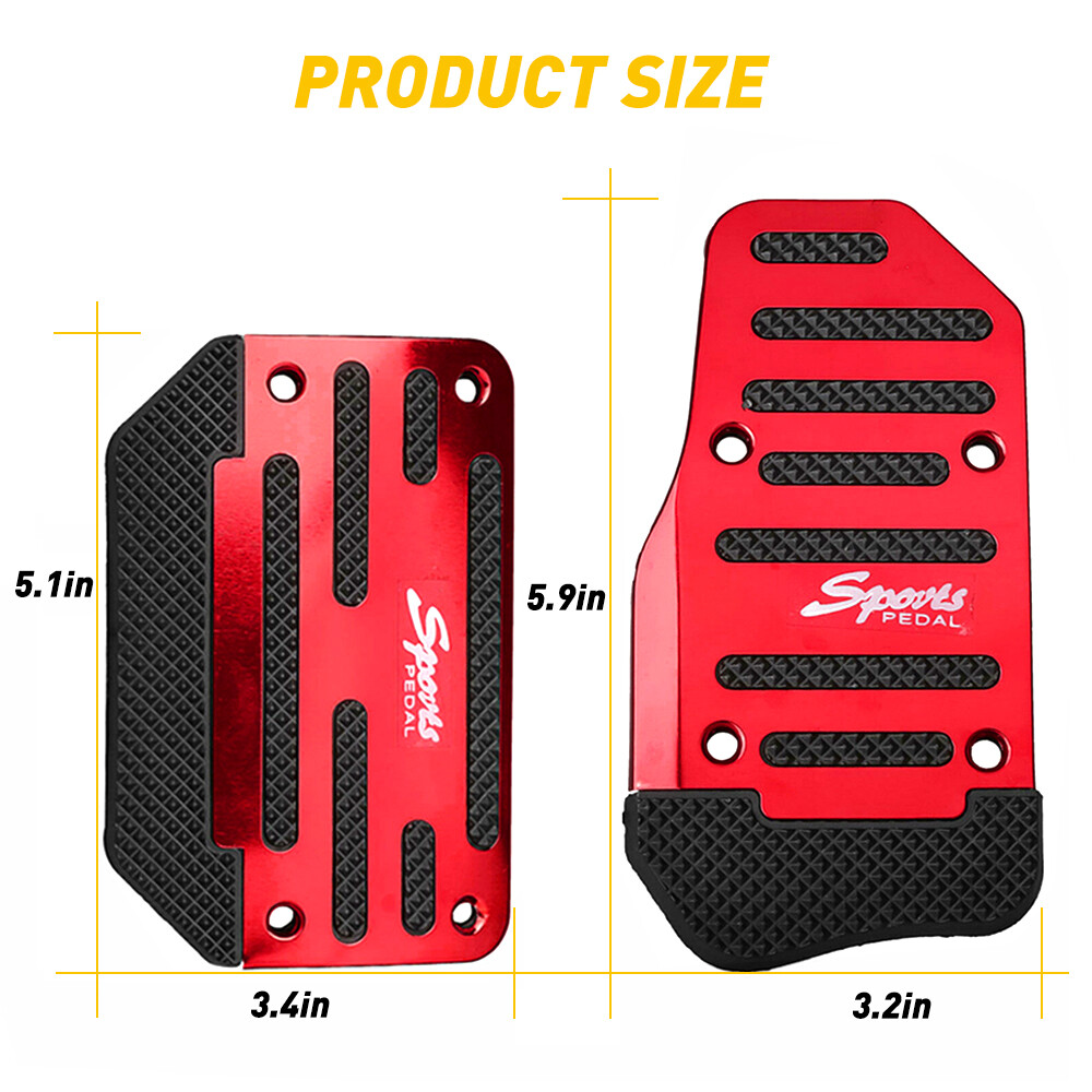 2pcs Universal Non-Slip Auto Gas & Brake Pedal Cover Kit  